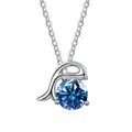 S925 sterling silver dolphin necklace with a large round dark blue zircon stone pendant - 1 Carat (6.5mm) / Sapphire Blue