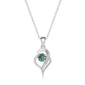 Elegant S925 silver necklace with heart-shaped pendant and sparkling green moissanite stone - 1 Carat 6.5mm / Teal