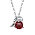 S925 silver necklace with dolphin pendant holding a bright red round-cut zircon stone - 1 Carat (6.5mm) / Garnet Red