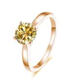 S925 Sterlingsilber Ring in Roségold mit einem runden gelben Moissanit von 2 Karat - Roségold - Goldgelb