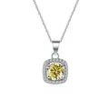 Zilveren ketting met vierkante halo en gele moissaniet op witte achtergrond - 1 Karaat 6,5 mm (9203) / Geel
