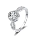 Classic 1 carat moissanite S925 sterling silver halo ring with infinity band design - HK Size 10 / White