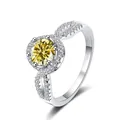 S925 sterling silver ring with a 1ct yellow moissanite and infinity paved band - HK Size 10 / Yellow