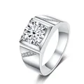 Luxe moissanite herenring van 1-2 karaat met sprankelende accenten in de zilveren band - US 7 / 1 ct / Wit