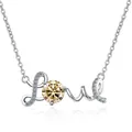 S925 silver Love letter necklace with 1ct champagne moissanite and sparkling accents - 1 Carat (6.5mm) / Light Yellow