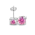 Ohrstecker aus S925 Sterlingsilber mit rosa Moissanit-Steinen in klassischer Krappenfassung - Einkarat (Paar) / Rosa