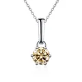 Elegante 925 sterling zilveren ketting met een zes-potige champagne moissanite hanger - 1 Karaat (6,5mm) / Lichtgeel