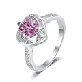 Klassischer S925 Sterlingsilber Ring mit 1 Karat rosa Moissanit und Herz-Akzenten - HK Größe 10 / Rosa