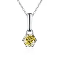 Klassieke zilveren ketting met zes klauwen en een ronde gele moissaniet hanger - 1 Karaat (6,5mm) / Geel