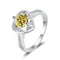 Eleganter S925 Silberring mit 1 Karat gelbem Moissanit-Rundschliff in 4-Krallen-Fassung - HK Größe 10 / Gelb