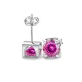Klassische Ohrstecker aus 925er Sterlingsilber mit rosa Moissanit in 4-Krallen-Fassung - Einkarat (Paar) / Rosa mit weißem Schliff