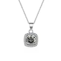 Elegante sterling zilveren ketting met vierkante halo en ronde moissanite hanger - Grijs