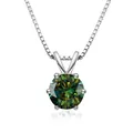 Collana con ciondolo in moissanite verde in argento sterling S925 con montatura a sei griffe - 1 Carato 6,5mm / Verde Scuro