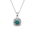 Zilveren ketting met vierkante hanger en iriserende moissanite edelsteen - Regenboog