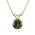 Elegante collana in argento S925 dorato con pendente in moissanite verde a sei griffe - 1 Carato 6,5mm / Verde Scuro (Collana d'Oro)