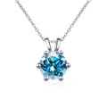 Collana in argento S925 con pendente in moissanite blu chiaro a taglio brillante tondo - 1 Carato 6,5mm / Blu Acqua
