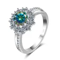 S925 sterling silver ring featuring a 1 carat round moissanite with multi-color fire - HK Size 9 / Rainbow