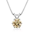 Collana in argento S925 con moissanite champagne rotonda e castone a quattro griffe - 1 Carato 6,5mm / Giallo Chiaro