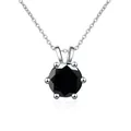 Elegante collana in argento S925 con moissanite nera rotonda incastonata a sei griffe - 1 Carato 6,5mm / Nero