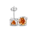 Ohrringe aus S925 Silber mit orangefarbenem Moissanit und Vier-Krallen-Bullenkopf-Design - Einkarat (Paar) / Orangerot