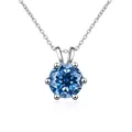 Elegante collana in argento S925 con moissanite blu e classica incastonatura a sei griffe - 1 Carato 6,5mm / Blu zaffiro