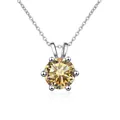 Collana in argento S925 con pendente in moissanite champagne e castone classico a sei griffe - 1 Carato 6,5mm / Champagne
