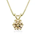 Elegante collana in argento S925 dorato con moissanite champagne e castone a sei griffe - 1 Carato 6,5mm / Giallo Naturale (Collana d'Oro)