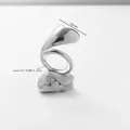 Gepolijste zilveren hartring in maat US 7 met een minimalistisch oversized metalen design - Zilver