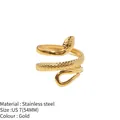 Anello vintage a serpente in acciaio inossidabile dorato misura 7 con scaglie dettagliate - US7 / Argento