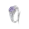 Lussuoso anello in argento sterling S925 con moissanite tonda viola chiaro da 2CT - US 5 / Stile Halo Viola con Accenti Argento (25-11-R2CT)