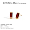 Boucles d'oreilles en acier inoxydable doré 14K avec pierre de naissance rouge 3x7mm - Janvier Rouge (Couleur Grenat)