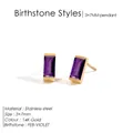 Boucles d'oreilles en acier inoxydable doré 14K avec pierre violette rectangulaire - Février Violet