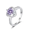 S925 Silber Herzring mit 1 Karat rundem violettem Moissanit-Edelstein - HK Größe 9 / Hellviolett