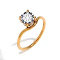 Anello minimalista in acciaio inossidabile placcato oro 18K con zircone chiaro - Circonferenza 54MM-US7 / Oro - Aprile Bianco - 1 Pezzo