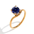 Anello placcato oro 18K con zircone blu tondo e fascia intrecciata - Oro - Settembre Blu Reale - 1 Pezzo
