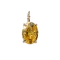 Elegante ciondolo d'oro con zircone giallo a taglio ovale in una classica montatura a griffe - 6x8mm / Giallo Chiaro di Novembre (Tono Oro)
