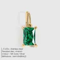 Smaragd 4x6mm rechthoekige zirkoon hanger in 14K vergulde roestvrijstalen zetting - Goud / Mei-Groen