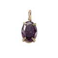Elegante ciondolo dorato con una pietra di zircone viola dal taglio ovale - 6x8mm / Viola di Giugno (Tono Oro)