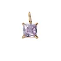 Collana con ciondolo in ametista viola taglio princess con montatura dorata elegante - 5*5mm / Febbraio Violetto - Oro