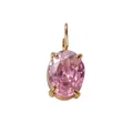 Pendente con zircone rosa a taglio ovale e incastonatura a quattro griffe dorate - 6x8mm / Rosa di Ottobre (Tono Oro)