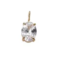 Pendentif en or élégant avec un grand oxyde de zirconium ovale serti à quatre griffes - Blanc d'Avril (Ton Or)