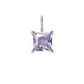 Elegante ciondolo in cristallo viola taglio princess con castone in argento per collane - 5*5mm / Febbraio Violetto-Argento