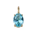 Pendentif doré élégant avec topaze bleu clair ovale sertie de quatre griffes raffinées - Bleu Clair de Mars (Ton Or)