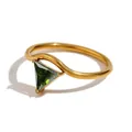 Minimalist V-shaped 18K gold plated ring with a triangular green zircon stone - Gold - August Light Green
