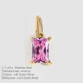 Lichtroze zirkoon hanger van verguld roestvrij staal voor het maken van DIY-sieraden - Oktober-Roze