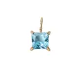 Minimalist gold necklace with a square princess-cut light blue gemstone pendant - 5*5mm / March Light Blue - Gold