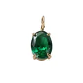 Élégant pendentif en or avec une pierre précieuse verte de taille ovale et serti à quatre griffes - Vert de Mai (Ton Or)