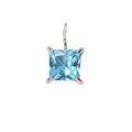 Sky blue princess-cut gemstone pendant with silver four-prong setting for necklace - 5*5mm / March Light Blue-Silver Color