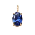 Pendentif doré élégant avec zircon bleu ovale facetté sur un support en métal précieux - Bleu Royal de Septembre (Ton Or)