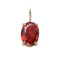 Pendentif rubis coupe ovale avec sertissage à quatre griffes dorées sur collier - Rouge de Janvier (Ton Or)